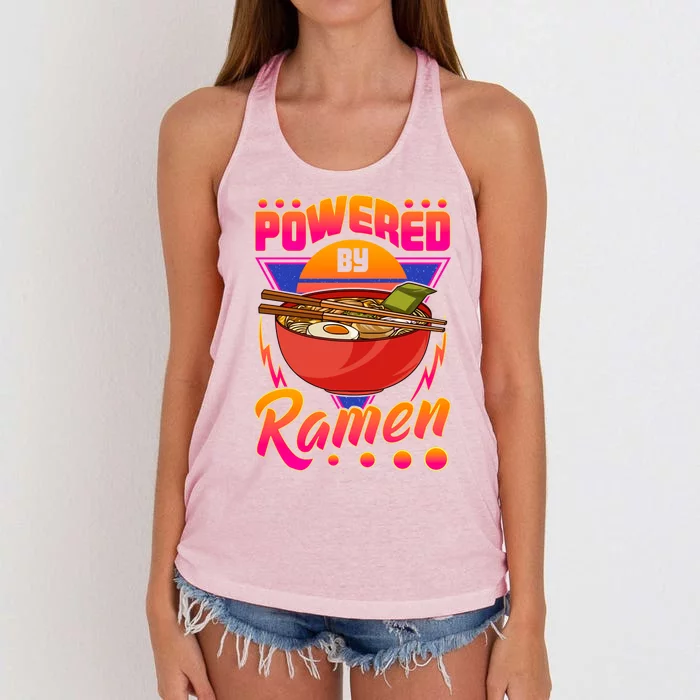 Funny Powered By Ra Cute Anime Kawaii Gamer Meaningful Gift Women's Knotted Racerback Tank