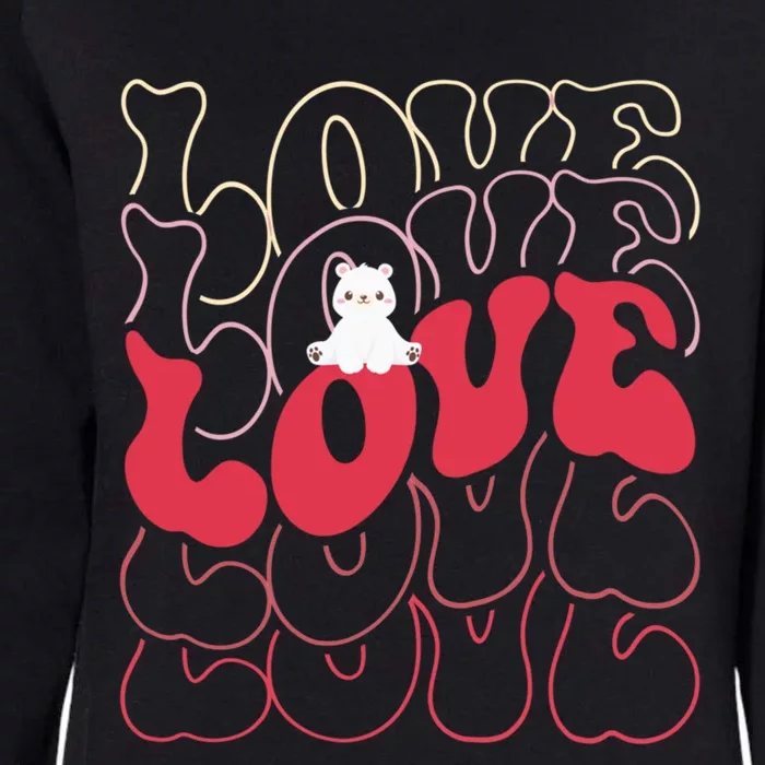 Funny Polar Bear Love Groovy Style Heart Valentines Day Love Gift Womens California Wash Sweatshirt