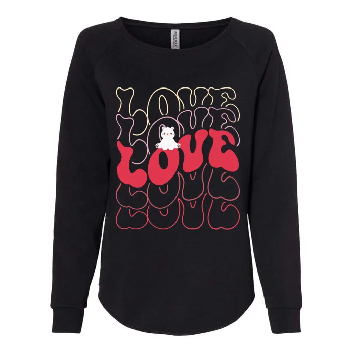 Funny Polar Bear Love Groovy Style Heart Valentines Day Love Gift Womens California Wash Sweatshirt