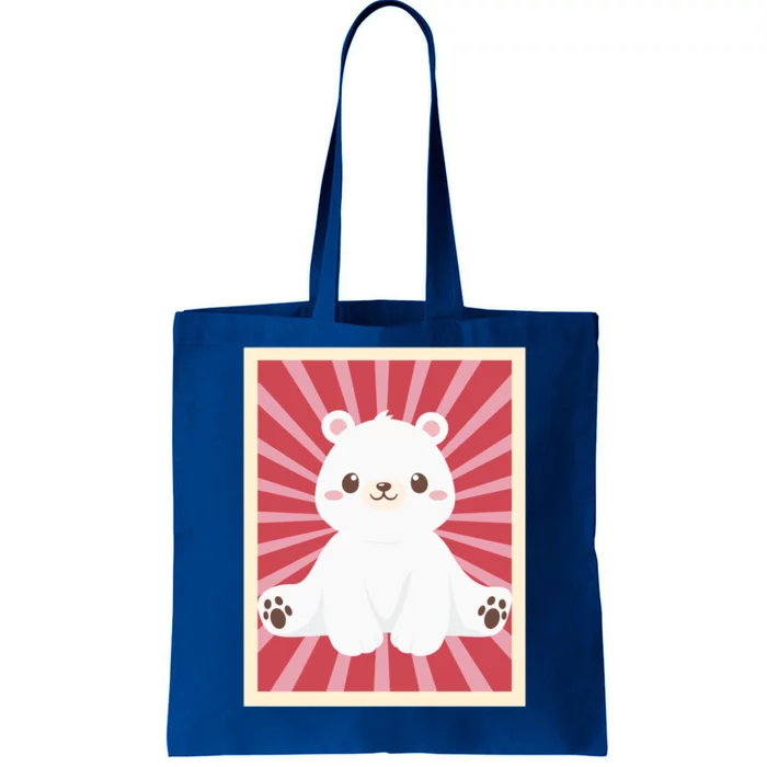 Funny Polar Bear Lovers Poster Style Heart Valentines Day Gift Tote Bag