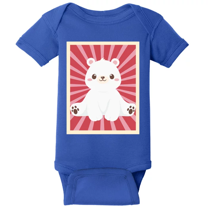 Funny Polar Bear Lovers Poster Style Heart Valentines Day Gift Baby Bodysuit