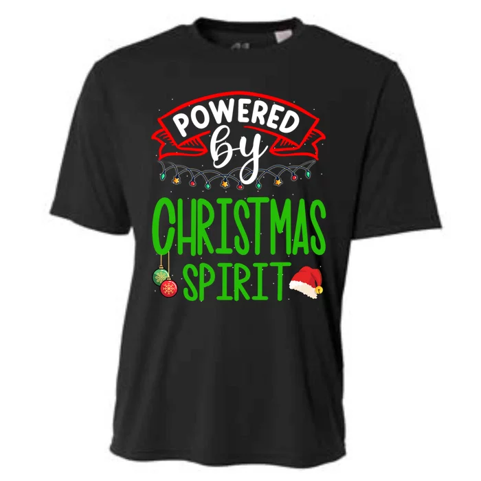 Funny Powered By Christmas Spirit Christmas Lovers Gift Cooling Performance Crew T-Shirt