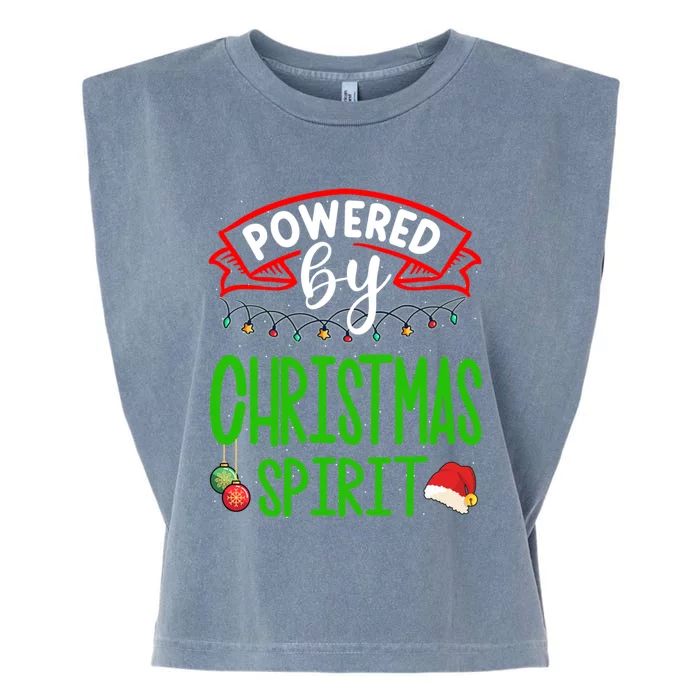 Funny Powered By Christmas Spirit Christmas Lovers Gift Garment-Dyed Women's Muscle Tee