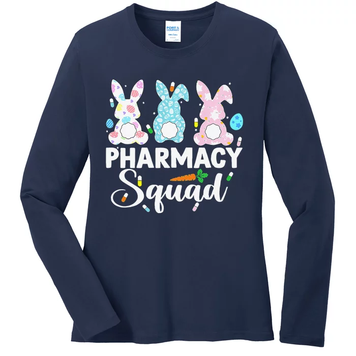 Funny Pharmacist Bunny Pharmacy Squad Easter Day Ladies Long Sleeve Shirt