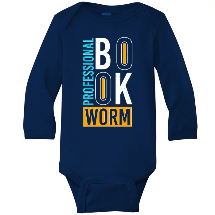 Funny Professional Book Worm Baby Long Sleeve Bodysuit