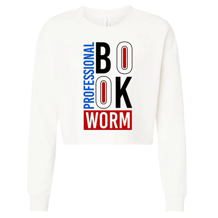 Funny Professional Book Worm Cropped Pullover Crew