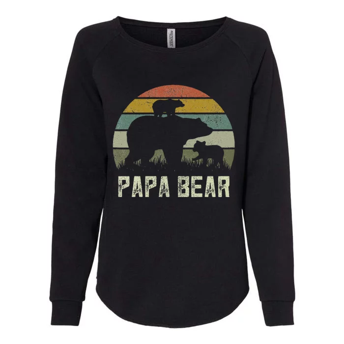 Funny Papa Bear S Cub 2 Kids Fathers Day Grandpa Womens California Wash Sweatshirt