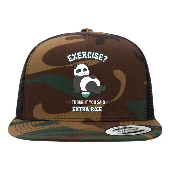 Funny Panda Bear Exercise I Thought You Said Extra Rice Flat Bill Trucker Hat