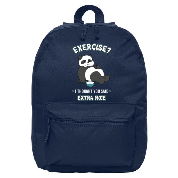 Funny Panda Bear Exercise I Thought You Said Extra Rice 16 in Basic Backpack