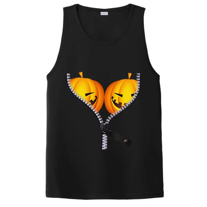 Funny Pumpkin BOObs Women Halloween Jack O Lantern Costume Performance Tank