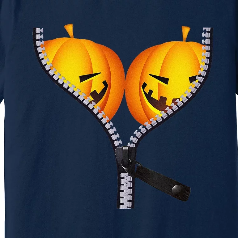 Funny Pumpkin BOObs Women Halloween Jack O Lantern Costume Premium T-Shirt