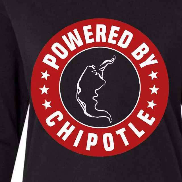 Funny Powered By Chipotle Design Chili Pepper Womens Cotton Relaxed Long Sleeve T-Shirt