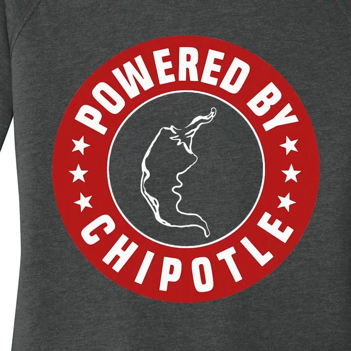 Funny Powered By Chipotle Design Chili Pepper Women's Perfect Tri Tunic Long Sleeve Shirt