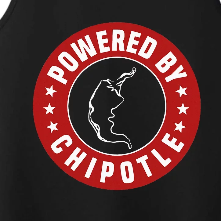 Funny Powered By Chipotle Design Chili Pepper Performance Tank