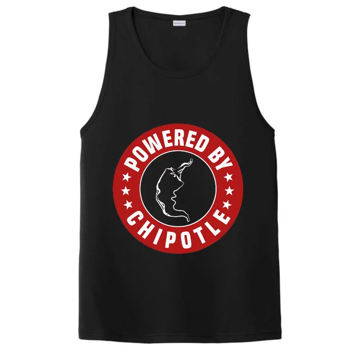 Funny Powered By Chipotle Design Chili Pepper Performance Tank