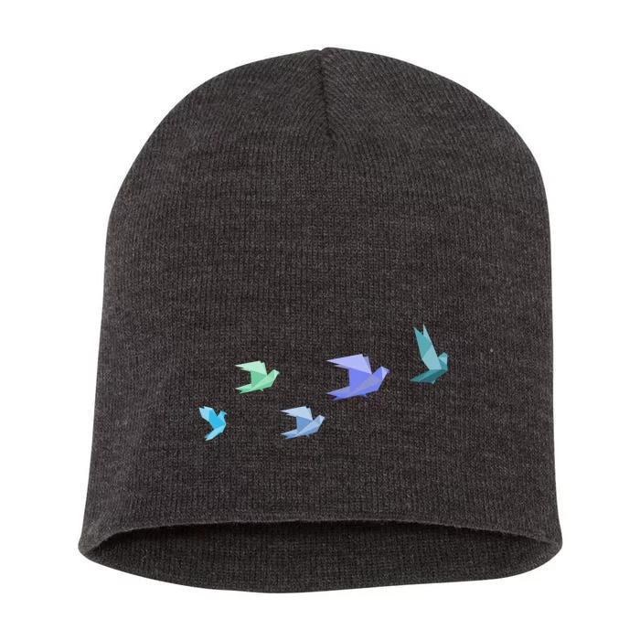 Flying Paper Birds Short Acrylic Beanie