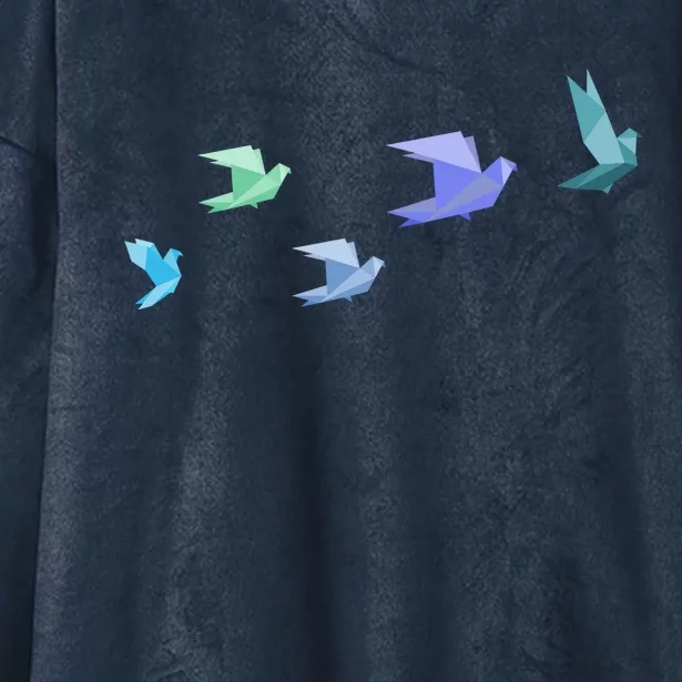 Flying Paper Birds Hooded Wearable Blanket