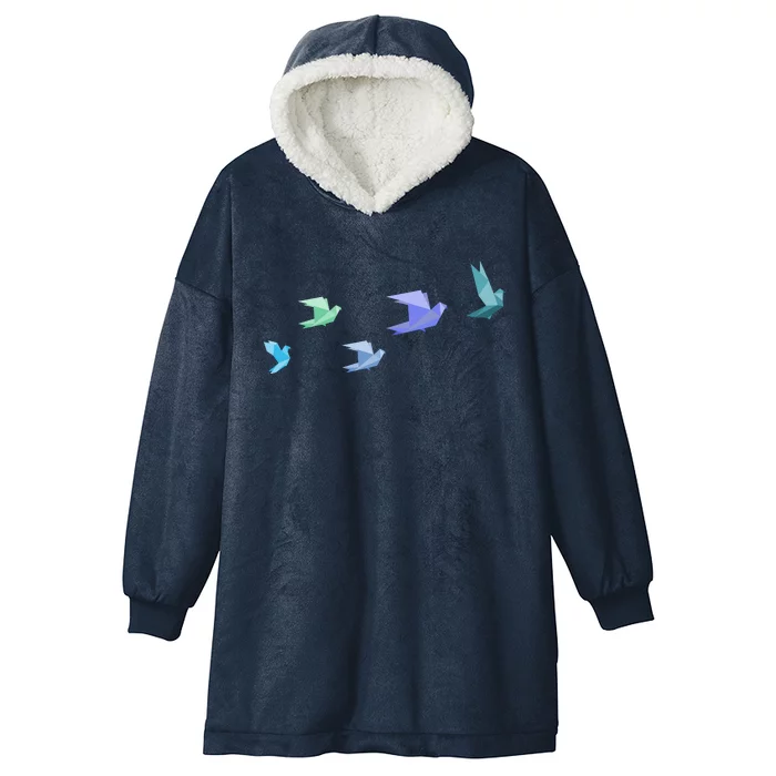 Flying Paper Birds Hooded Wearable Blanket