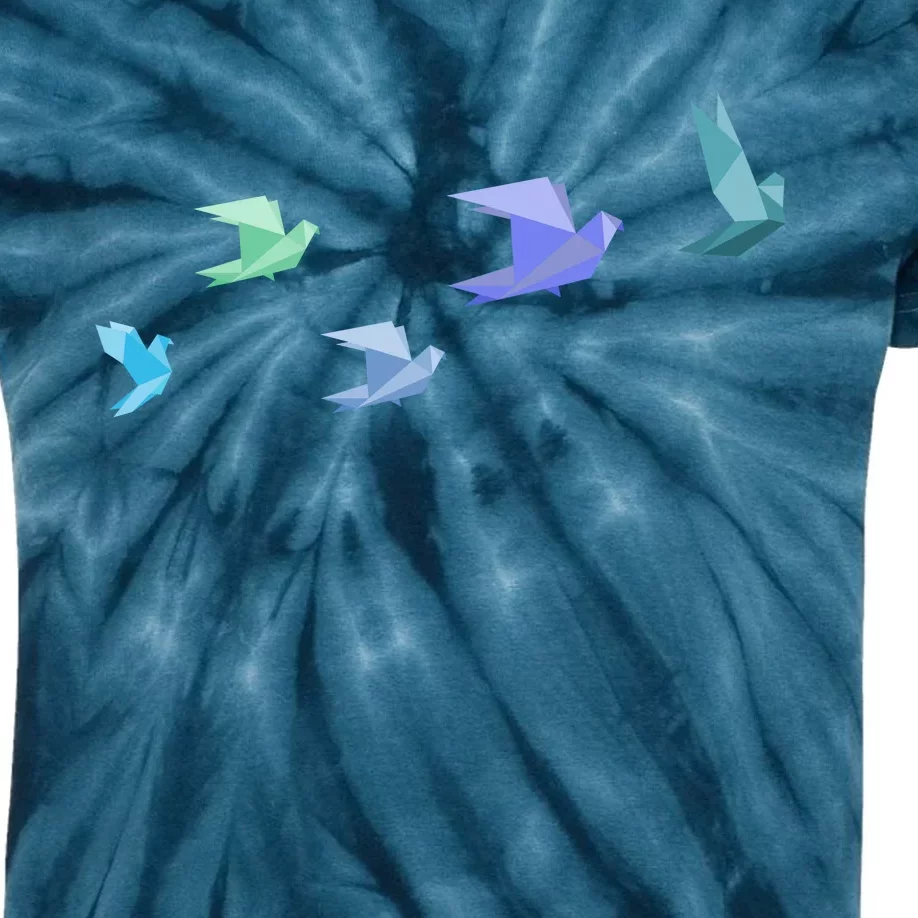 Flying Paper Birds Kids Tie-Dye T-Shirt