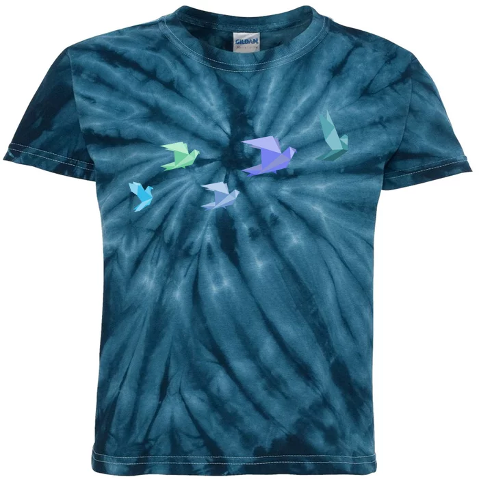 Flying Paper Birds Kids Tie-Dye T-Shirt