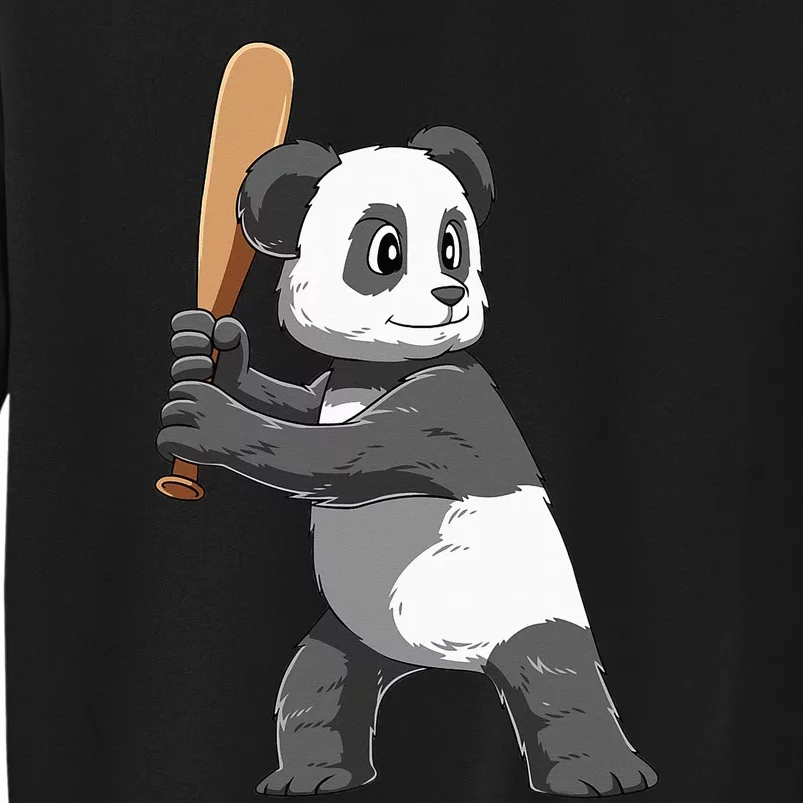 funny Panda Baseball Panda Playing Baseball Tall Sweatshirt