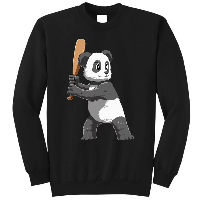 funny Panda Baseball Panda Playing Baseball Tall Sweatshirt