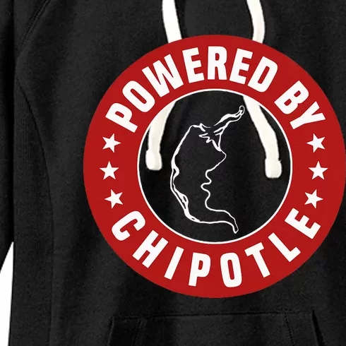 Funny Powered By Chipotle Design Chili Pepper Women's Fleece Hoodie