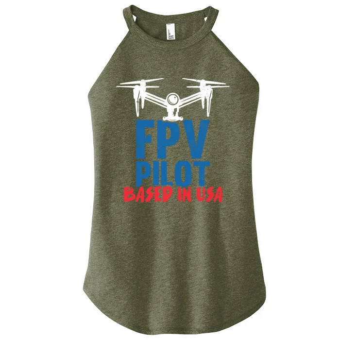 Fpv Pilot Based In Usa Drone Pilot Gift Women’s Perfect Tri Rocker Tank