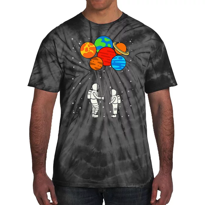 funny Planet Balloons Astronaut Galaxy Space Outer Tie-Dye T-Shirt