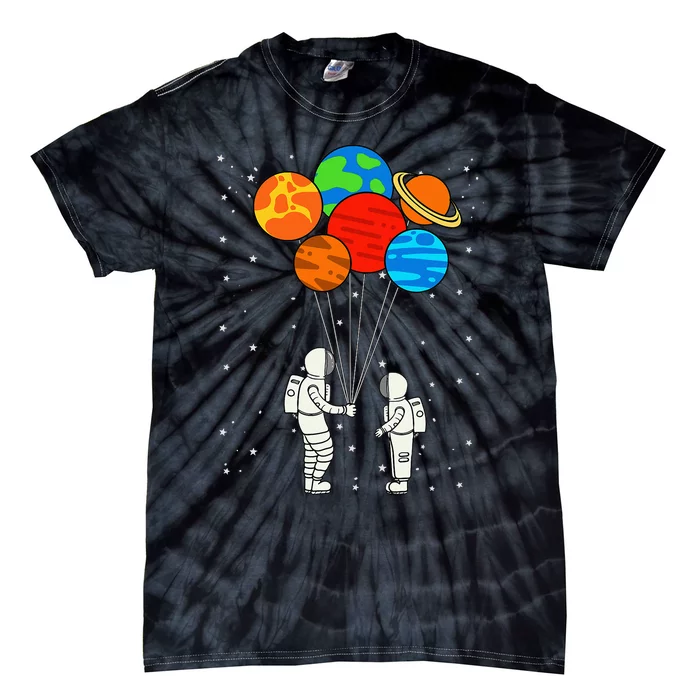 funny Planet Balloons Astronaut Galaxy Space Outer Tie-Dye T-Shirt