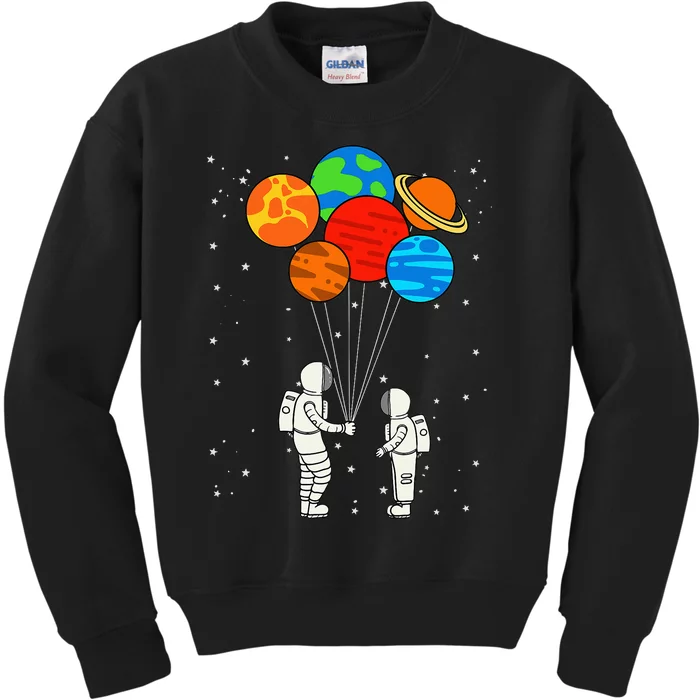 funny Planet Balloons Astronaut Galaxy Space Outer Kids Sweatshirt