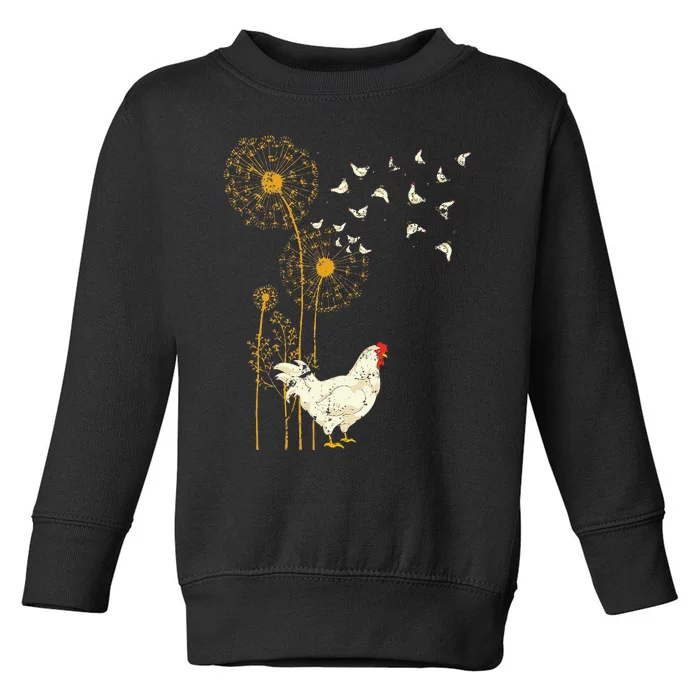 Farmer Poultry Bird Flower Farm Animal Dandelion Chicken Toddler Sweatshirt