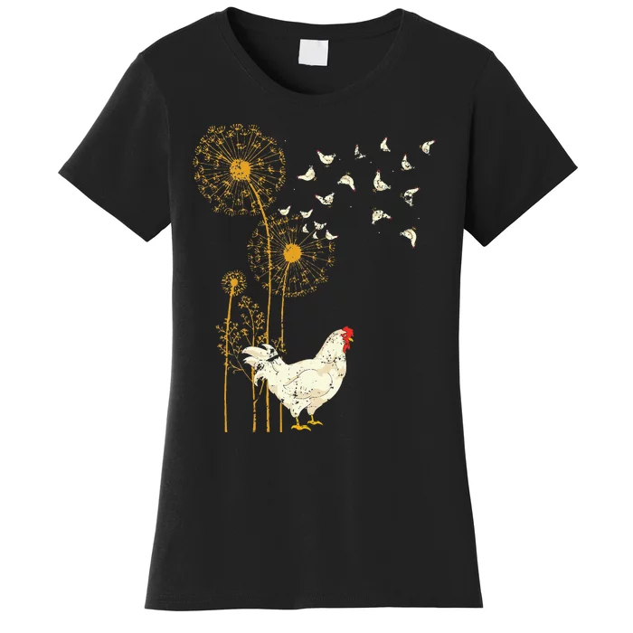 Farmer Poultry Bird Flower Farm Animal Dandelion Chicken Women's T-Shirt