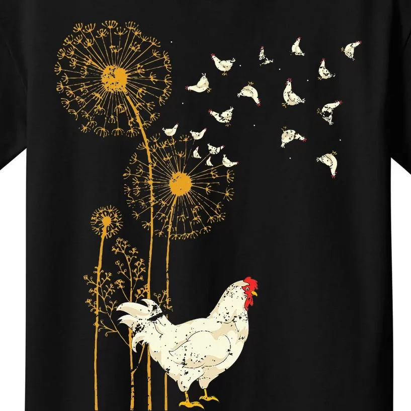 Farmer Poultry Bird Flower Farm Animal Dandelion Chicken Kids T-Shirt