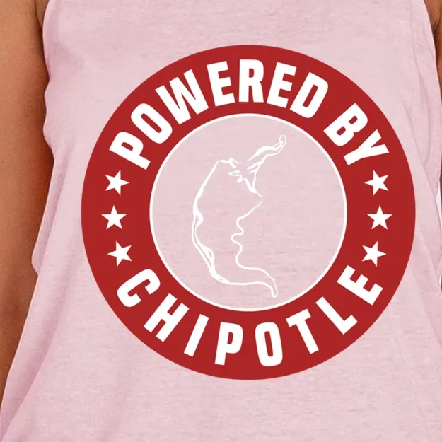 Funny Powered By Chipotle Design Chili Pepper Gift Women's Knotted Racerback Tank