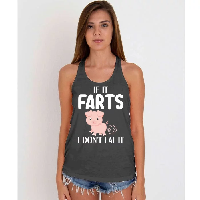 Funny Powered By All Plants If It Farts I Dont Eat It Gift Women's Knotted Racerback Tank