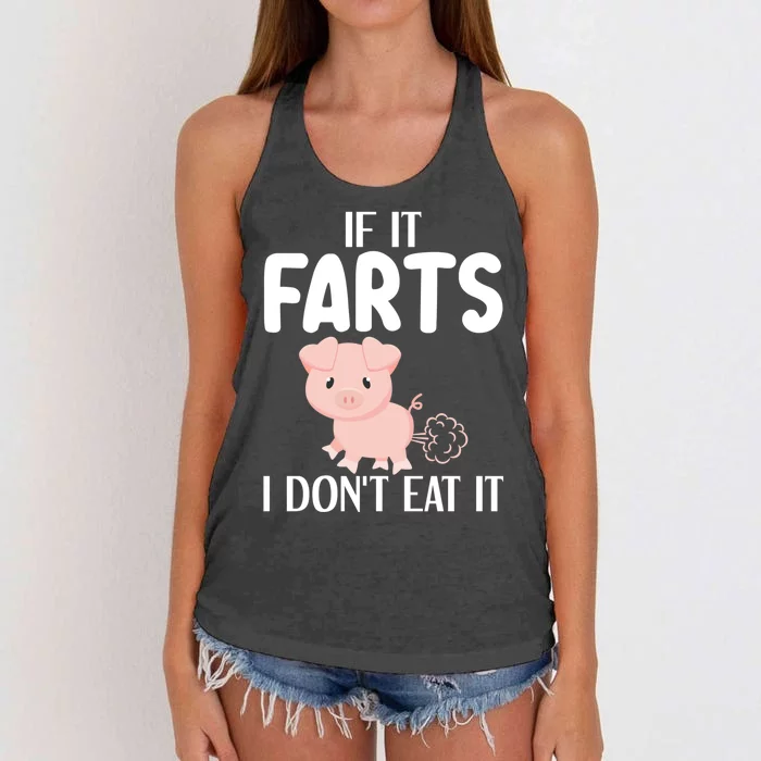 Funny Powered By All Plants If It Farts I Dont Eat It Gift Women's Knotted Racerback Tank