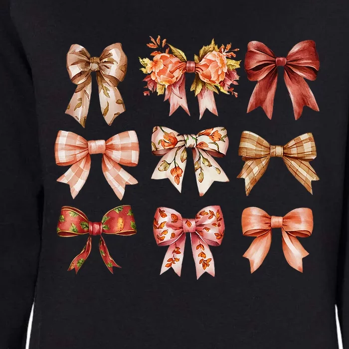 Fall Pumpkin Bow Coquette Autumn Leaves Thanksgiving Womens California Wash Sweatshirt