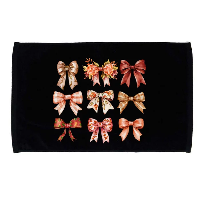 Fall Pumpkin Bow Coquette Autumn Leaves Thanksgiving Microfiber Hand Towel