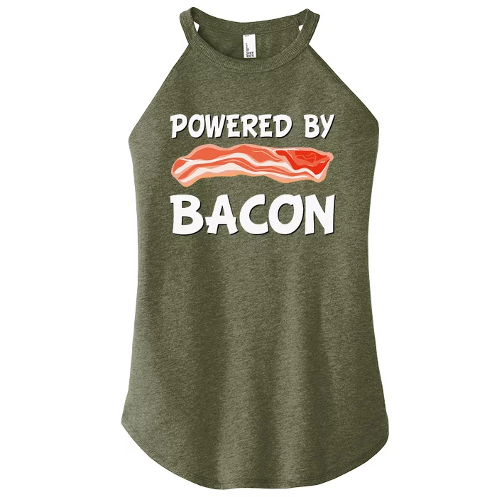 Funny Powered By Bacon Bacon Lovers Women’s Perfect Tri Rocker Tank