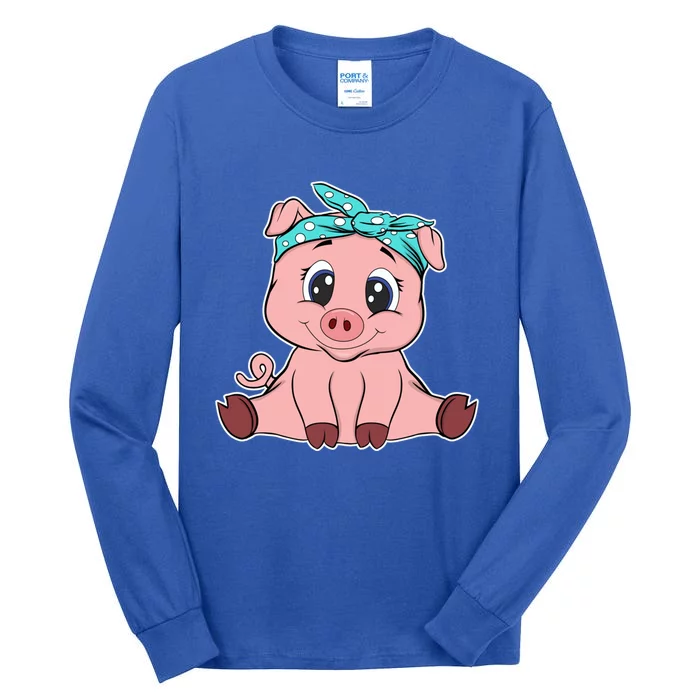 Funny Pig Bandana Gift Cute Little Piggy Lovers Gift Top Tall Long Sleeve T-Shirt