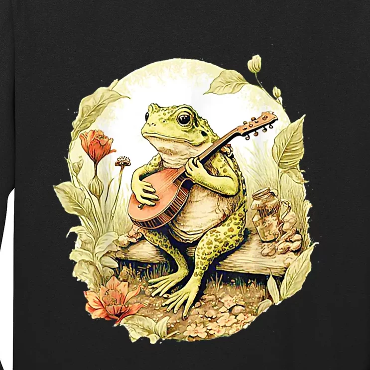 Frog Playing Banjo On Log Long Sleeve Shirt