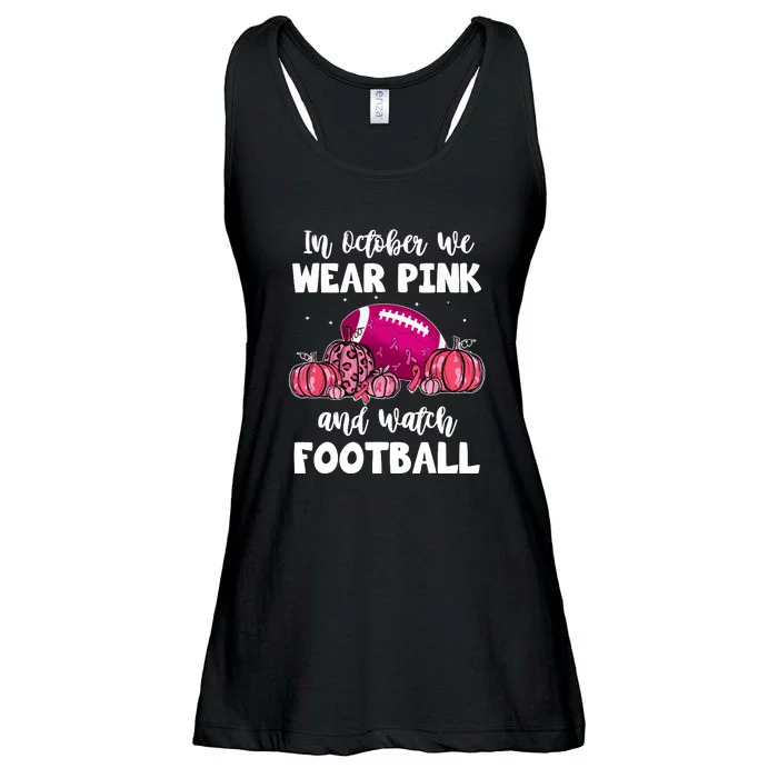 Football Pumpkin Breast Cancer In October We Wear Pink Gift Ladies Essential Flowy Tank