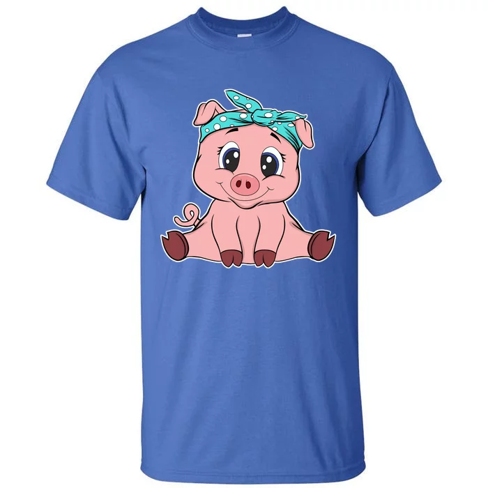 Funny Pig Bandana Gift Cute Little Piggy Lovers Gift Top Tall T-Shirt