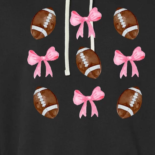 Football Pink Bow Festive Sport Lover Garment-Dyed Fleece Hoodie