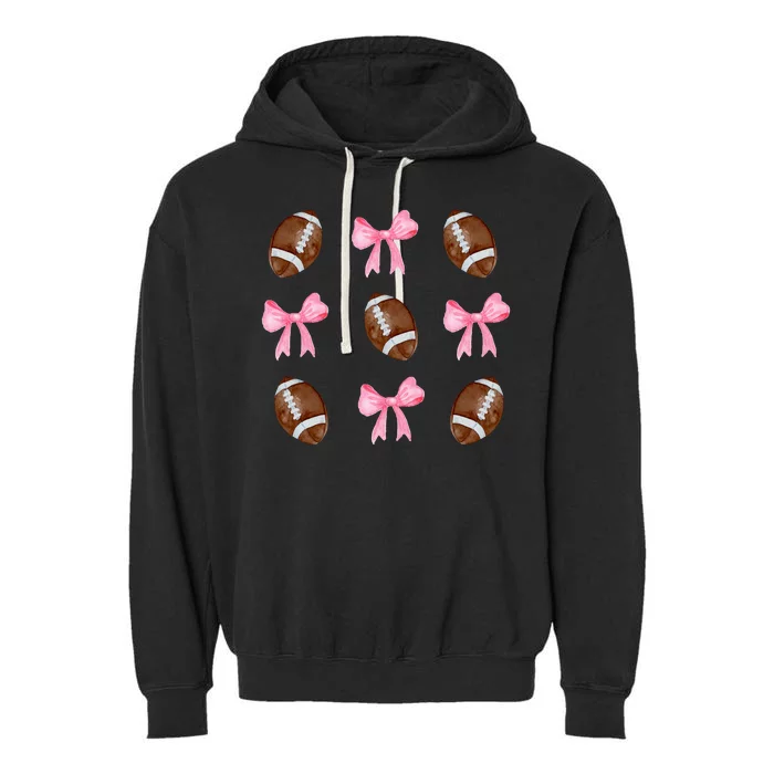 Football Pink Bow Festive Sport Lover Garment-Dyed Fleece Hoodie