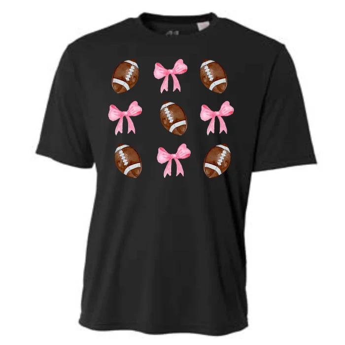 Football Pink Bow Festive Sport Lover Cooling Performance Crew T-Shirt