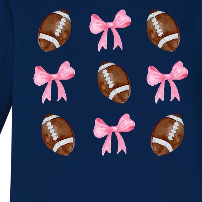 Football Pink Bow Festive Sport Lover Baby Long Sleeve Bodysuit