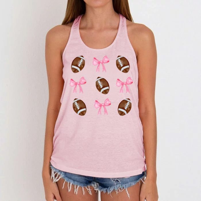 Football Pink Bow Festive Sport Lover Women's Knotted Racerback Tank