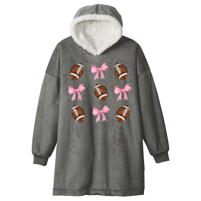 Football Pink Bow Festive Sport Lover Hooded Wearable Blanket